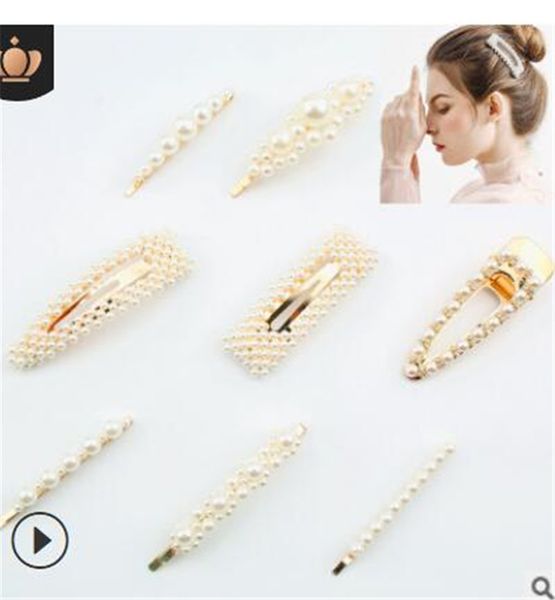 

pearl metal hair clip set hairband comb bobby pin barrette hairpin headdress accessories beauty styling tools new arrival, Golden;white
