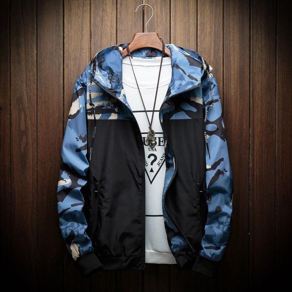 

men autumn winter fashion camouflage hoodie outdoor windproof sports jacket coat new 2019 casual men's jackets fashion l16#, Black;brown