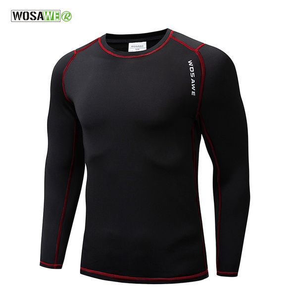 

wosawe long sleeve cycling base layer winter warmth bicycle running bodybuilding bike clothes jersey sports underwear clothing, Black;red