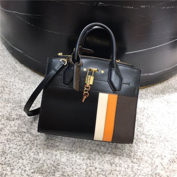 

women fashion handbag genuine leather striped shoulder bag original quality size 30*22*13cm