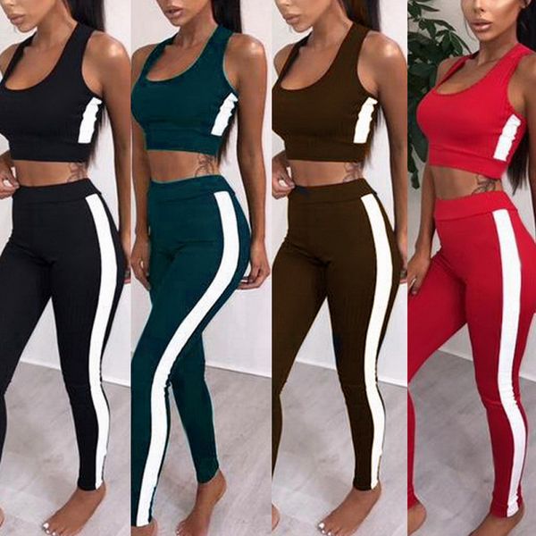 

sleeveless seamless yoga set women tracksuit gym leggings sports bra push up workout sports suits fitness clothing, White;red