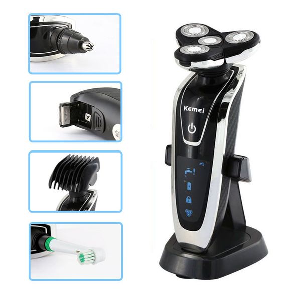

rechargeable 4 in 1 electric shaver washable hair trimmer face care beard nose kemei electric razor men shaving machine