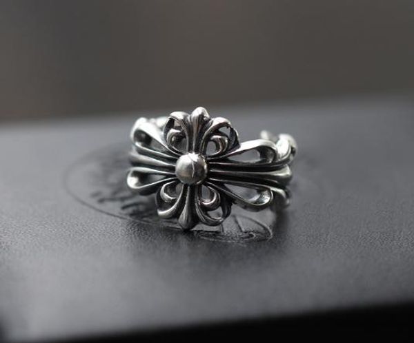 

925 sterling silver rings trend personality jewelry punk style mens and womens lovers gift hip hop cross style luxury designer jewelry 002, Golden;silver