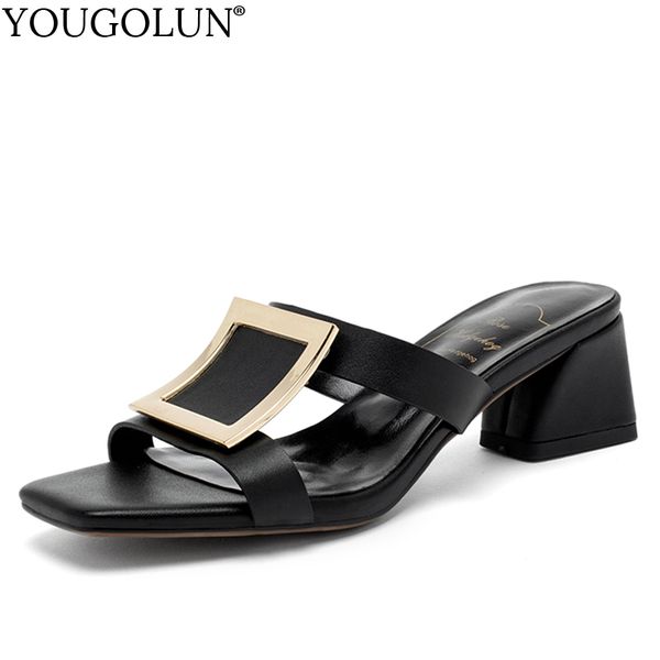 

outdoor slippers women spring genuine cow leather fashion new ladies low heels c240 casual woman beige black light brown slides