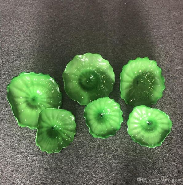 

flower design handmade wall lamps european style customized blown murano glass solid green art designed plates