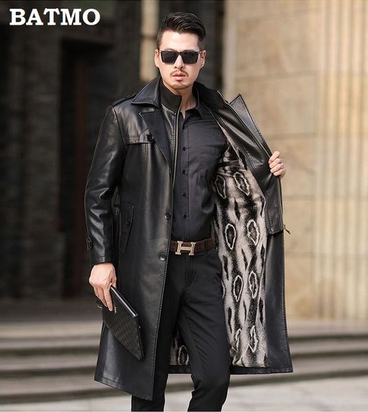 

batmo 2019 new arrival winter faux fur thicked long trench coat men,men's parkas,winter jackets men,plus-size 6868, Black