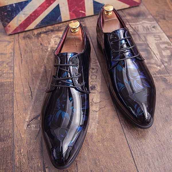 

men dress wedding shoes shadow patent leather luxury fashion groom party shoes men oxford shoes 38-45 male casual flats, Black