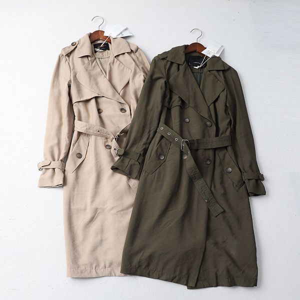 

2019 autumn long trench for women double breasted classic khaki trenches coat lady fashion england turn down collar outerwear, Tan;black