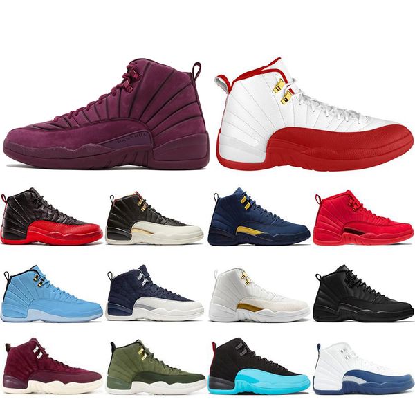 

r new 12 12sfrench blue men basketball shoes cny michigan gym red nyc bulls xii mens trainers designer sports sneakers 7-13