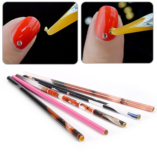 

elecool 2pcs wax picker pen pencil picking tools for rhinestones gems crystal nail art crystal bead decorations dotting pens, Silver