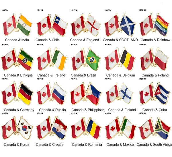 Canadá Amizade Country Flag Badge National Flag Lapela Pin Internacional de Viagem Pins Coleções 10pcs