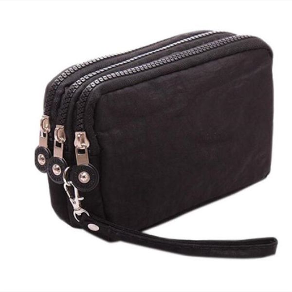 

madonno lady wallets and purses women wallet package 3 layers handbag cross section clutch bag large capacity gift, Red;black