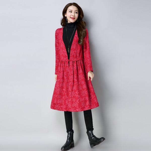 

cultural women trench coat waist hugging mid-length plus-sized long-sleeve cotton linen and cardigan jacket fashion wild, Tan;black