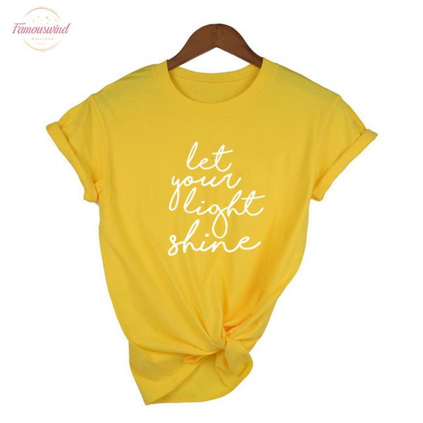 

christian tees for women let your light t shirt summer fashion tumblr quotes shirt streetwear female casual clothes, White