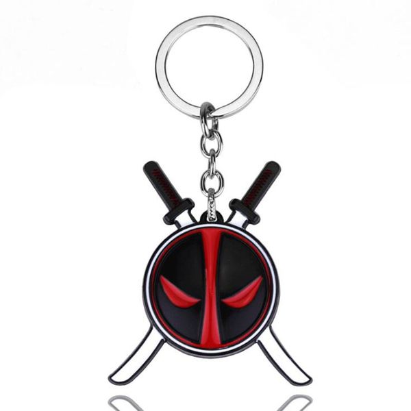 

20pcs/lot fashion jewelry keychain marvel comics superhero double knives deadpool keyring for men fashion car key chain, Silver