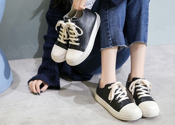 

new women flat shoes classic casual shoes smith shoes casual leather women sport sneakers, Black