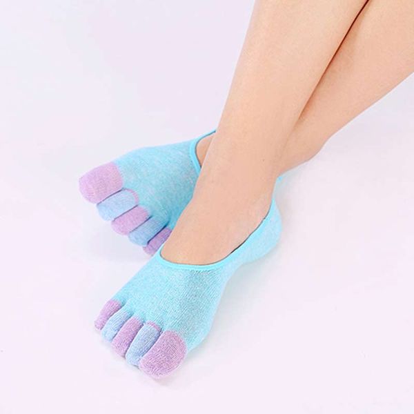 

newly 1 pair women summer short socks cotton breathable toe socks casual five finger ankle invisible, Black;white
