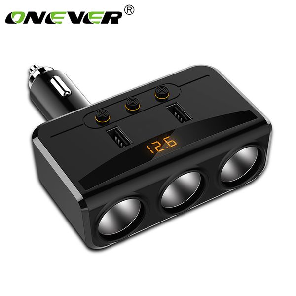 

onever 100w cigarette lighter socket 3.1a dual usb car charger adapter with independent switches support smart fast charge