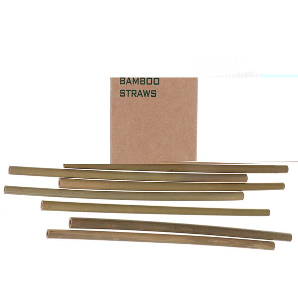 

useful 10pcs/set bamboo drinking straws reusable eco-friendly party kitchen + clean brush for drop shipping