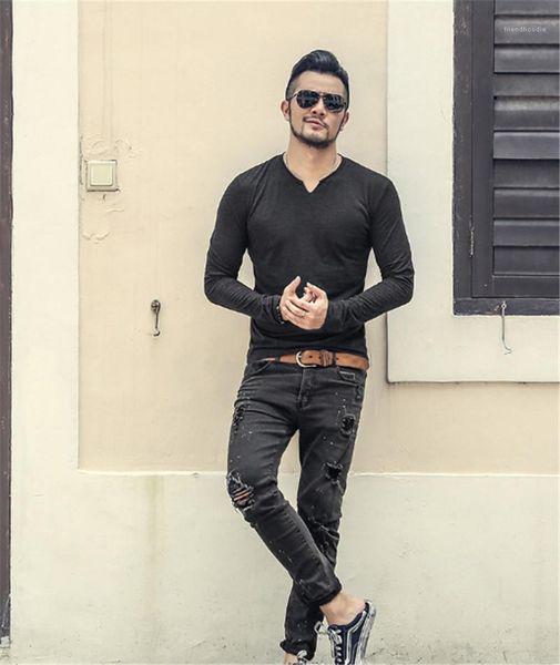 

skinny teenager male clothing mens designer solid color t shirt slim fit short shirt homme, White;black