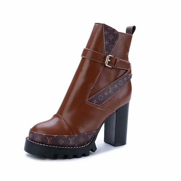 

2020 autumn and winter new counters authentic female boots waterproof platform thick with high-heeled martin boots women's boots, Black