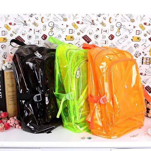 

new cute clear transparent women backpacks pvc jelly color satchel student fashion teenage girls bags for school backpack