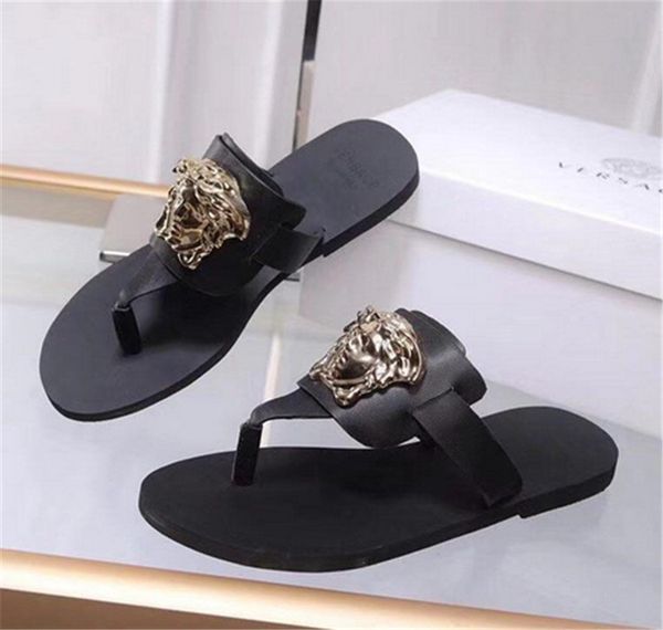 

2019 ladie wedge andal de igner flip flop de ign lide woman lipper gladiator andal leather woman with the box, Black