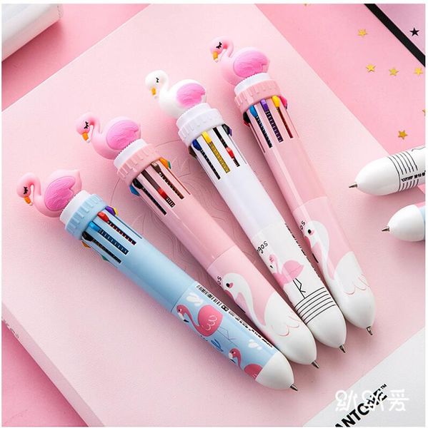 

flamingo 10 colors chunky ballpoint pen school office supply gift stationery papelaria escolar, Blue;orange