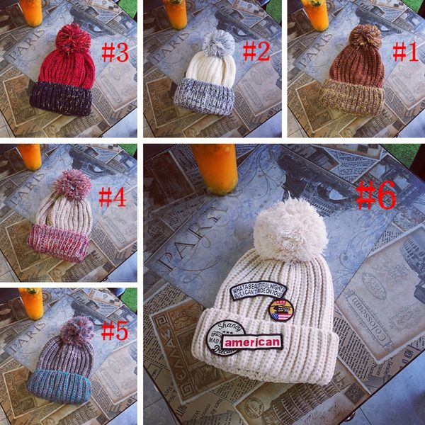 

fashion beanie hat women knitted soft ball cap girls winter fur pom bobble hat outdoor warm crochet ski cap dhl hh9-a2571