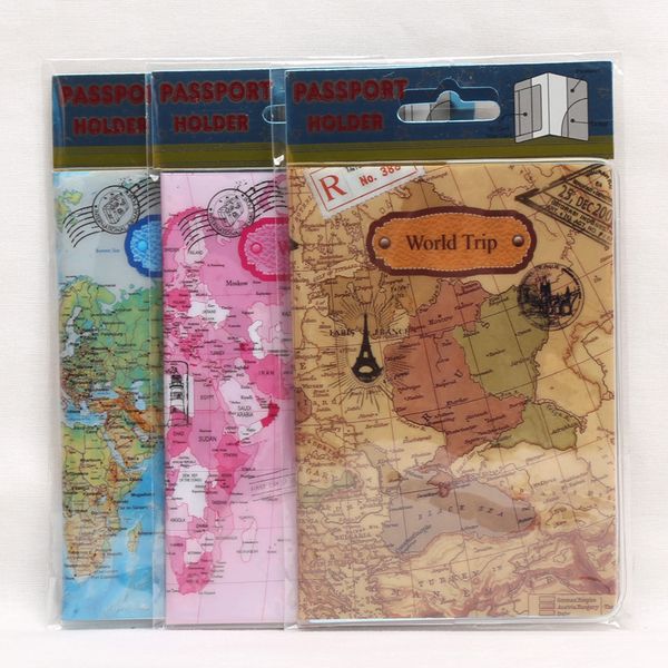 

world map travel passport cover pvc holder travel passport cover case passport holder documents,pink,blue,orange, Brown;gray