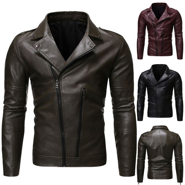 

casaco jaqueta masculino chaqueta hombre coat men's autumn winter casual long sleeve solid thicken hooded leather jacket top, Black