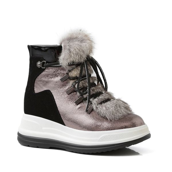 

fashion snow boots shoes lady ankle boots thick lining wool warm winter waterproof platform women boot, Black