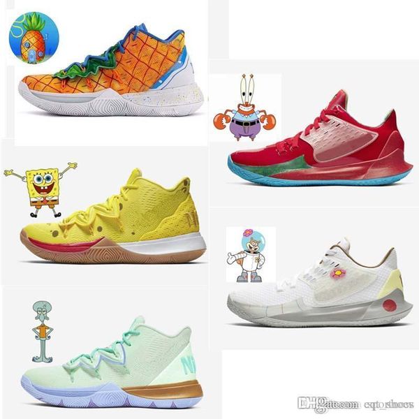 

2020 new women kyrie shoes tv pe basketball shoes 5 for 20th anniversary irving 5s pineapple house graffiti x squidward sponge size 40-46, White;red