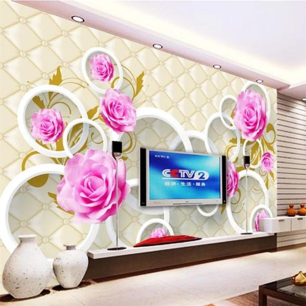 

mural custom p wallpaper 3d murals rose circle living room bedroom tv background wall paper papel de parede 3d wallpaper