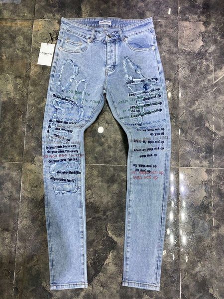 

mens bb-jeans designers ripped biker slim-leg jeans motorcycle biker denim for men fashion hip hop mens jeans good qualin size 29~40, Blue