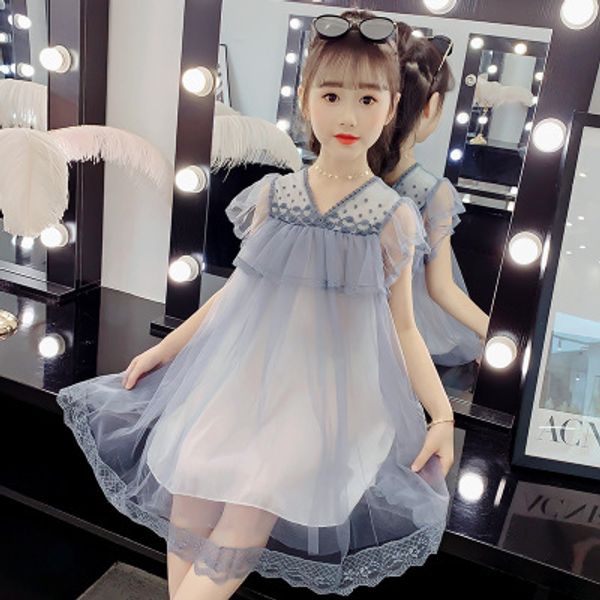 

5-10 years old new girls super fashion dress flying sleeves spring and autumn models girls small girl ladies embroidered dress, Red;yellow