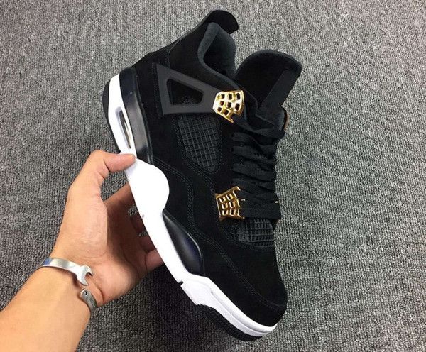 

wholesale new 4 iv black gold men basketball shoes sports sneakers trainers outdoor with box size 7-12