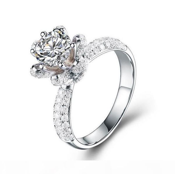 

2017 new luxury jewelry 6mm round cut z 925 sterling silver cz diamond solitaire wedding engagement women band ring gift size 5-11