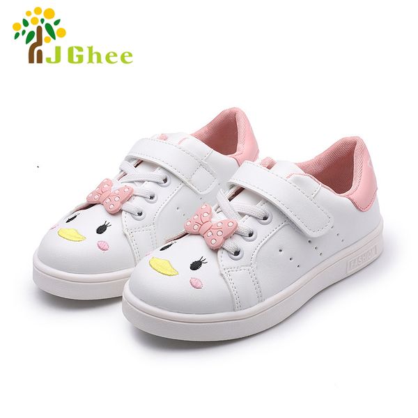 

cartoon white shoes for girls kids casual sneakers sports running shoes children school with cute bow-knot canvas, Black;red