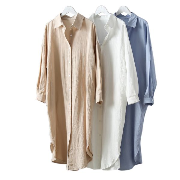 

women button down shirt spring linen female long sleeve blouse vintage casual cardigans plus size blusas high quality, White