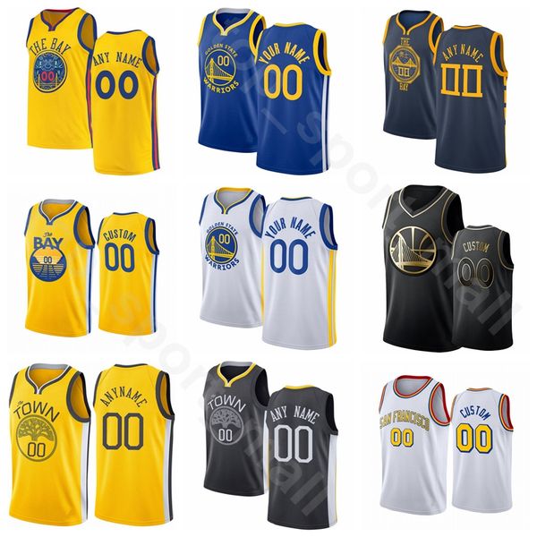

screen print basketball stephen curry jersey thompson draymond green andrew wiggins eric paschall blue white yellow man woman youth, Black;red
