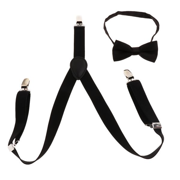 

suspenders belt for kid strap adjustable elastic clip on boys clothes accessories, Black