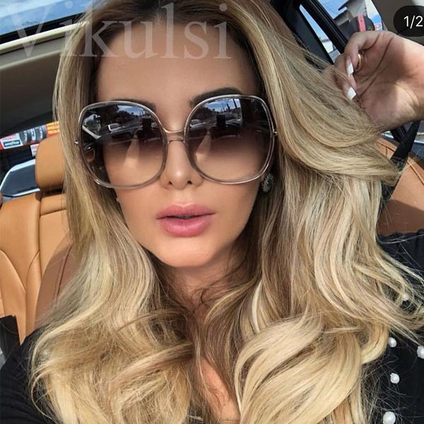 

крупногабаритные солнечные очки женщин оттенки мода большой круглый вс очки женщины мужчины черный фиолетовый очки trend sunglass, White;black