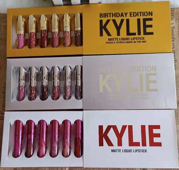

New Arrive 6PCS/Set Matte Lipgloss for Holiday set and Birthday Set Edition Lip Kit Matte Liquid Lipsticks 6pcs set freeship