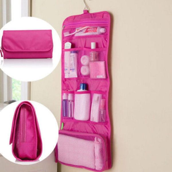 

foldable travel toiletry pouch wall hanging makeup storage case bags organizer