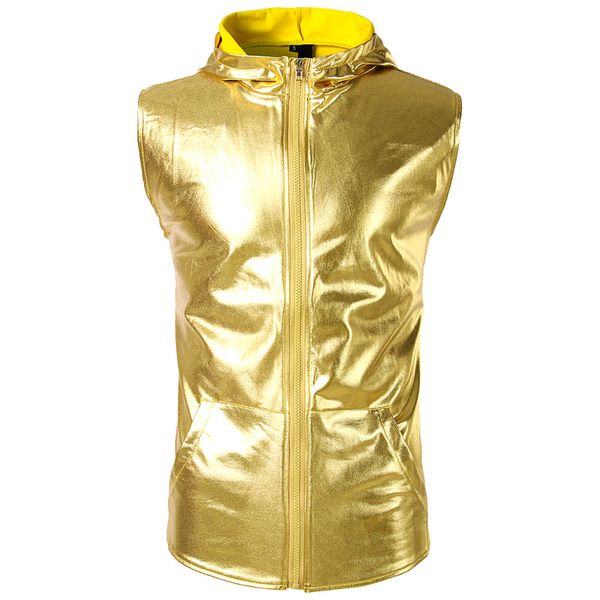 

vests men jacket sleeveless jacket vest coquettish wear bronzing warm solid hooded club vest casual zipper slim streetwear, Black;white
