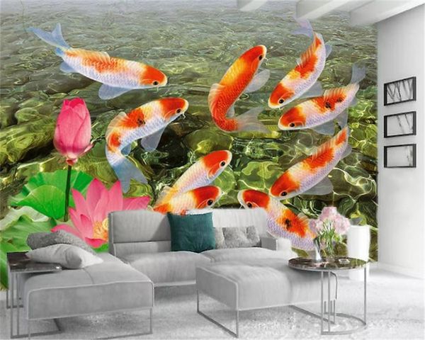 

3d животные обои нежные цветы благоприятный карп indoor tv фона украшения стены mural обои