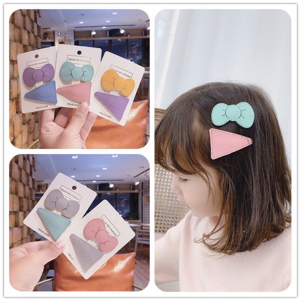 

2020 new korean cute simple sweet girl hairpin cartoon bow irregular bb clip barrettes for children fashion jewelry accessories, Slivery;white