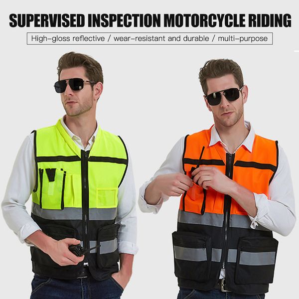 

safety jacket 360 high visibility jacket night running work safety clothing motorcycle security vest moto traffic light unisex