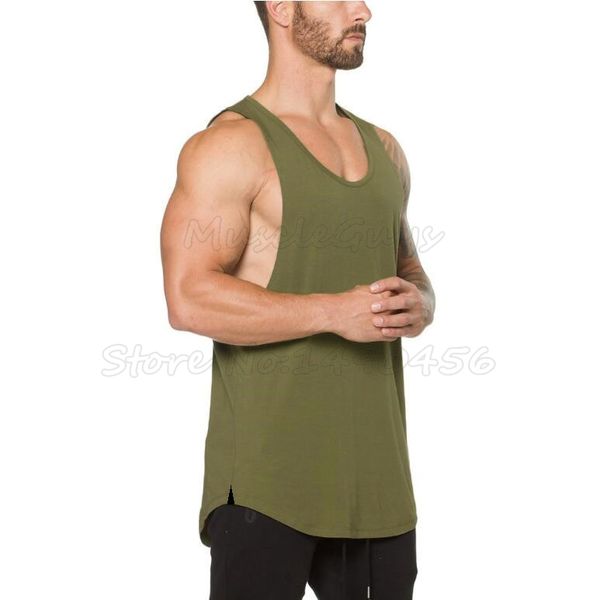 Muscleguys Marka giyim Spor Tank Top Erkekler Stringer Tanktop Vücut Geliştirme Kolsuz Gömlek egzersiz yeleği spor salonları Fanila
